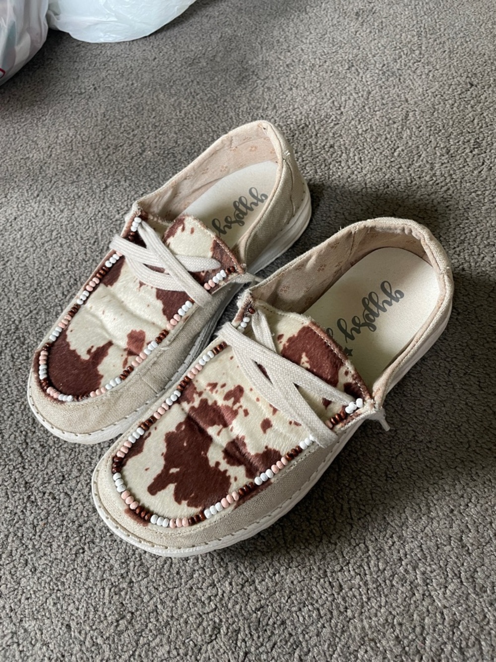 Gypsy Jazz Brown & Cream Cow-Print shoes
